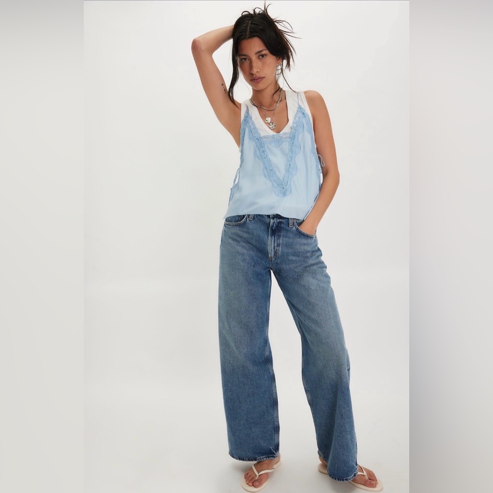 Free People AGOLDE Keira Low Rise‎ Jeans Med Vintage Denim Downtown size 33 NWT